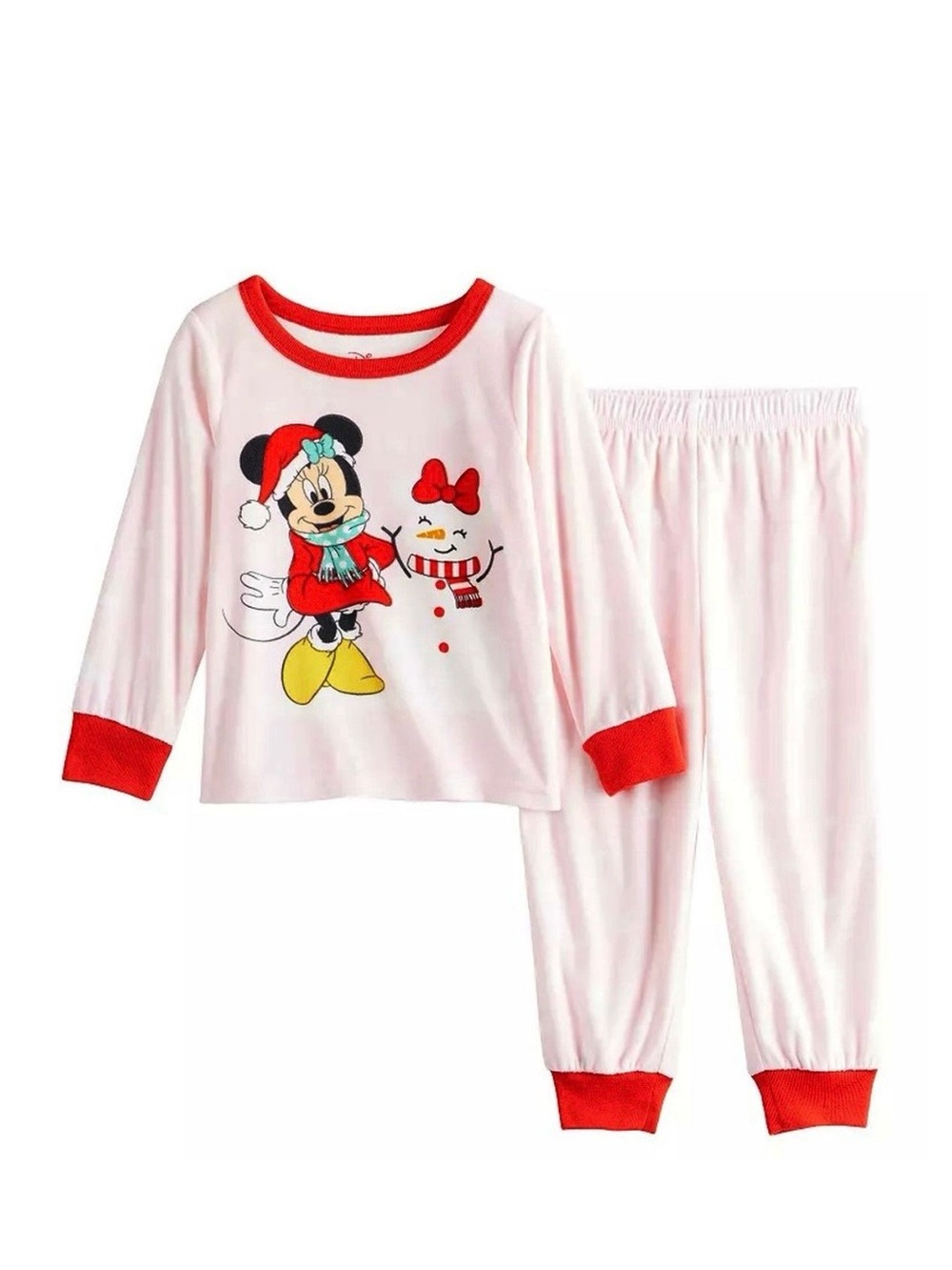 Disney Pink Minnie Mouse Holiday Pajama Set with Red Accents